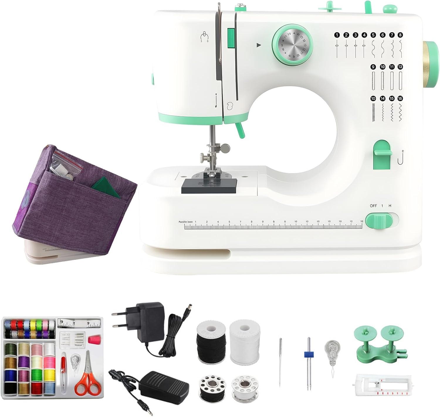 Mini Sewing Machine for Beginners – Portable 16 Built-In Stitches, Dual Speed, Double Needle – Compact Sewing Machine for Home Use，ldeal forAdults & Beginners