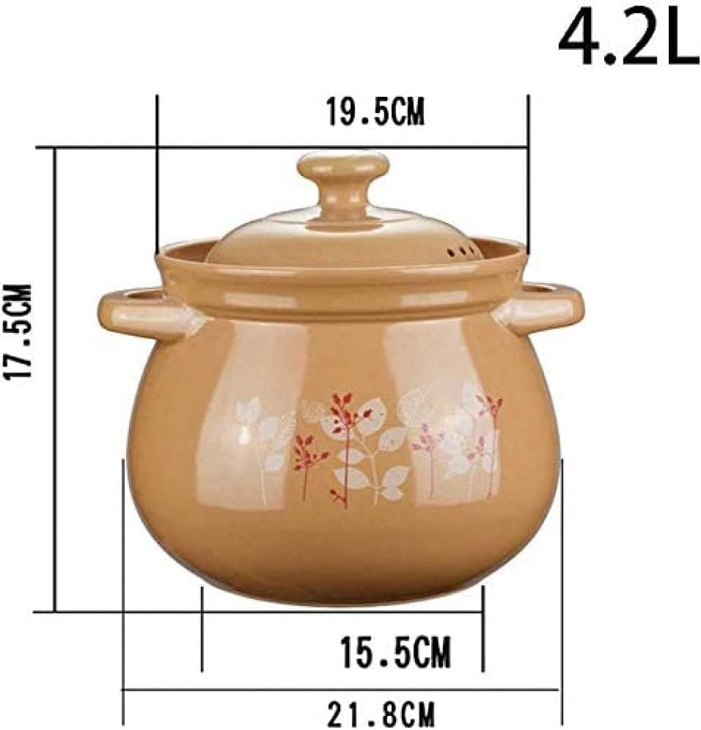 4.2L Ceramic Casserole Dish with Lid, Oven Safe Clay Pot for Soup, Stews, and Cooking, Easy Cleaning & High Heat Retention