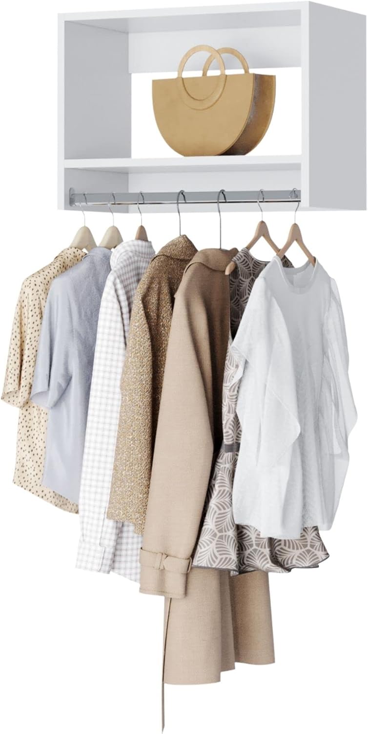 Tall Hanging Closet Unit - Modular Closet System for Hanging - Corner Closet System - Closet Organizers and Storage Shelves (White, 25.5 inches Wide) Closet Shelves