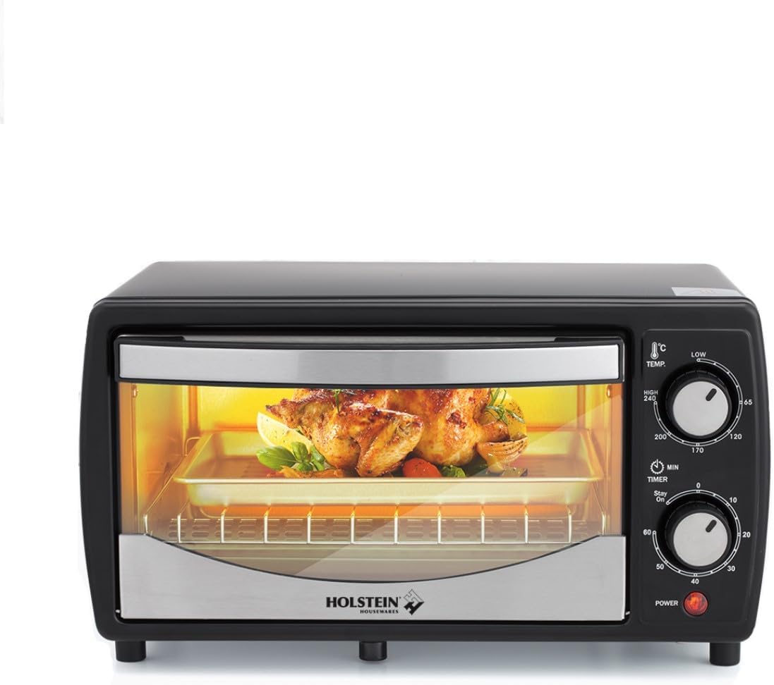 Holstein Housewares 21QT Air Fryer Oven. Multi-Function Countertop Oven for Toast, Bake, Broil, Roast & Air Fry with Glass Door, Timer & Dishwasher Safe Accessories. Large 6 Slice Capacity