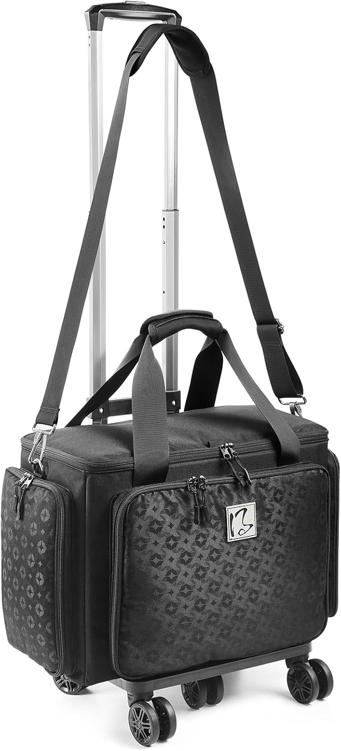 Rolling Sewing Machine Bag with Universal wheels,Sewing Machine Carrying Case with YKK zipers, Compatible most Standard Brother, Singer, Bernina, Sewing Machines（red）