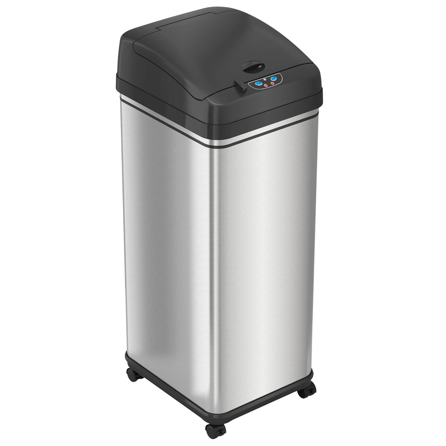 iTouchless 13 Gallon Automatic Touchless Sensor Kitchen Garbage Can with AC Adapter and Odor Filter Deodorizer, Includes Waterproof Reusable Vinyl Trash Sticker, Stainless Steel/13 Gal