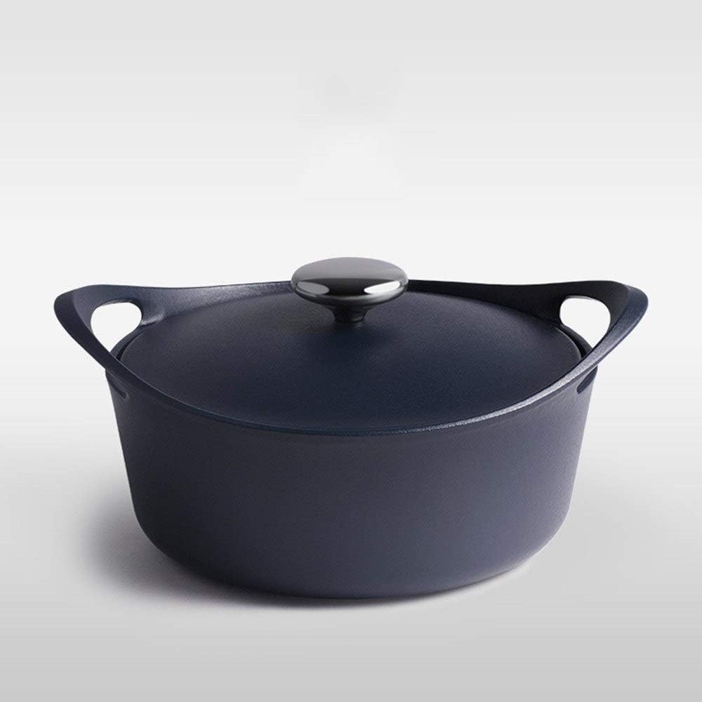 Kitchen Pre Seasoned Cast Iron Dutch Oven with Handle and Cover Casserole Dish(Gray)