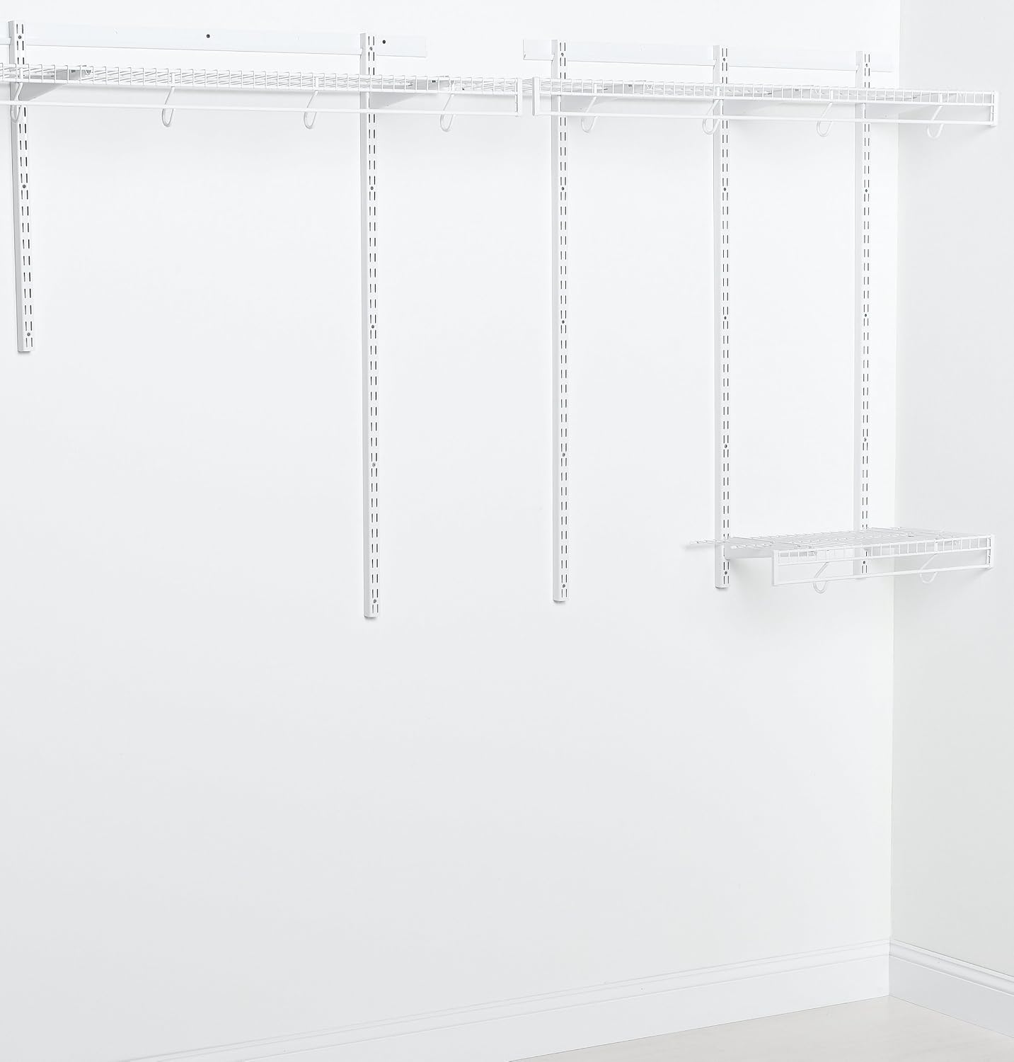 Rubbermaid FastTrack FreeSlide Expandable Closet Organizer, 4 to 8 foot, White, for Clothes/Shoes/Hats