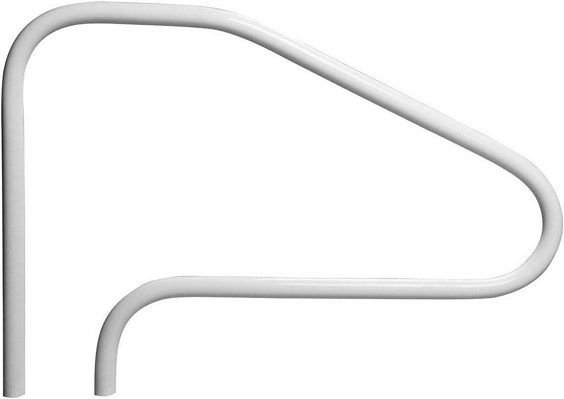 Rust Proof RTD-448 White 4-Bend Return-to-Deck Swimming Pool Handrail - 32