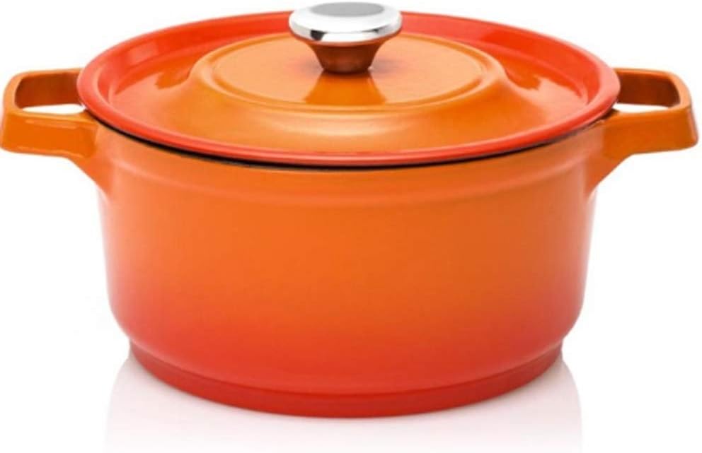 Cast Iron Casserole Iron Soup Pot with Lid Enamel Coating Protect Suitable On All Stovetops,
