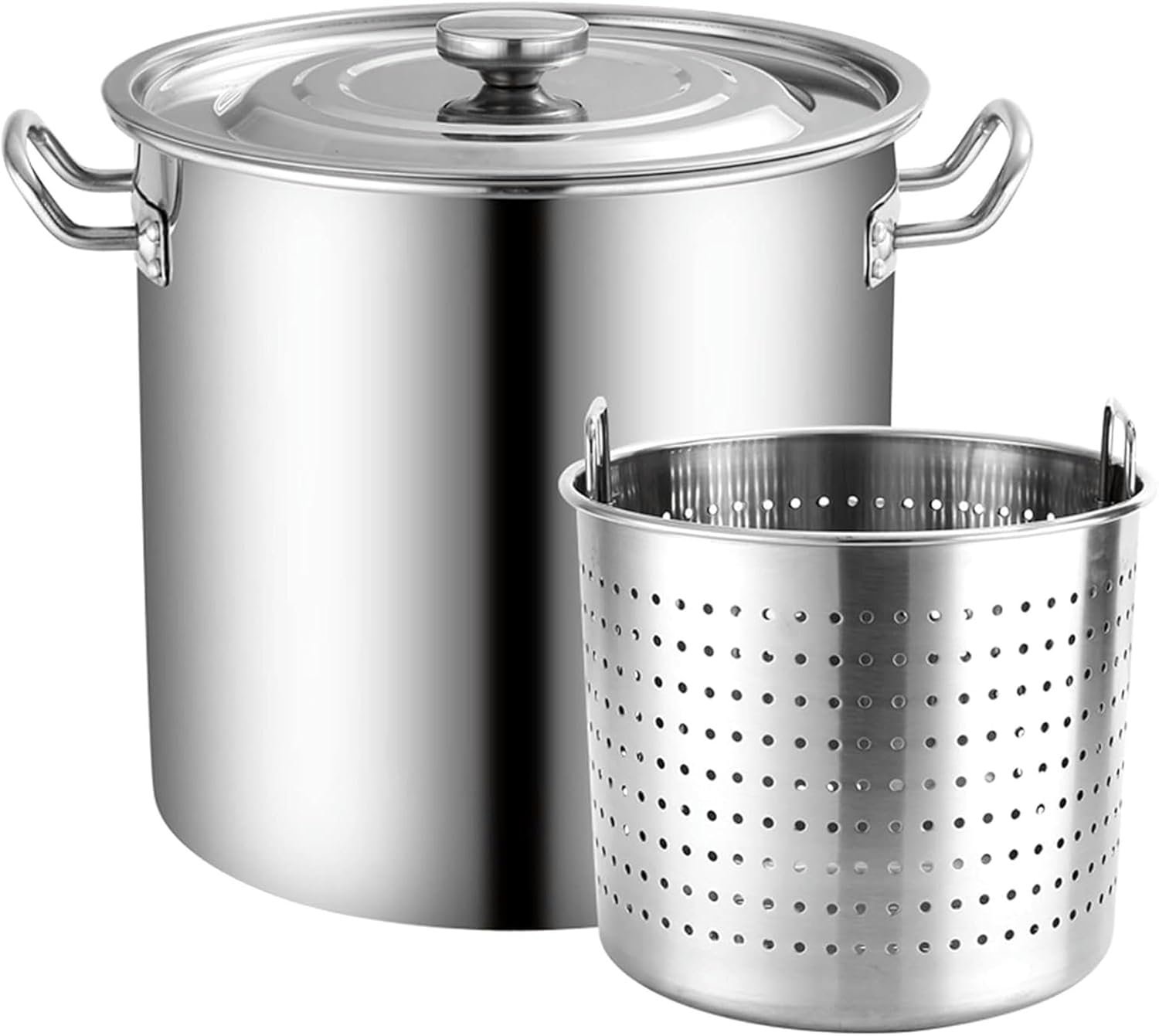 Home Stainless Steel Crawfish Seafood Stockpot - w/Strainer Basket & Lid for Steam and Boiling Deep Frying,50 * 50cm(40 * 40cm)