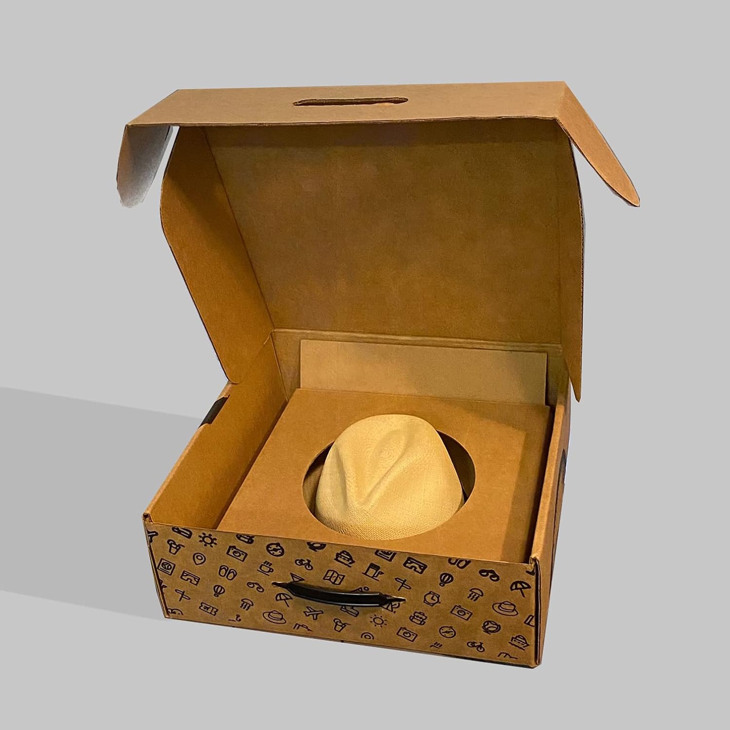 Hat Box for Traveling, Storing and Gifting (3 Pack - Fedora Design)