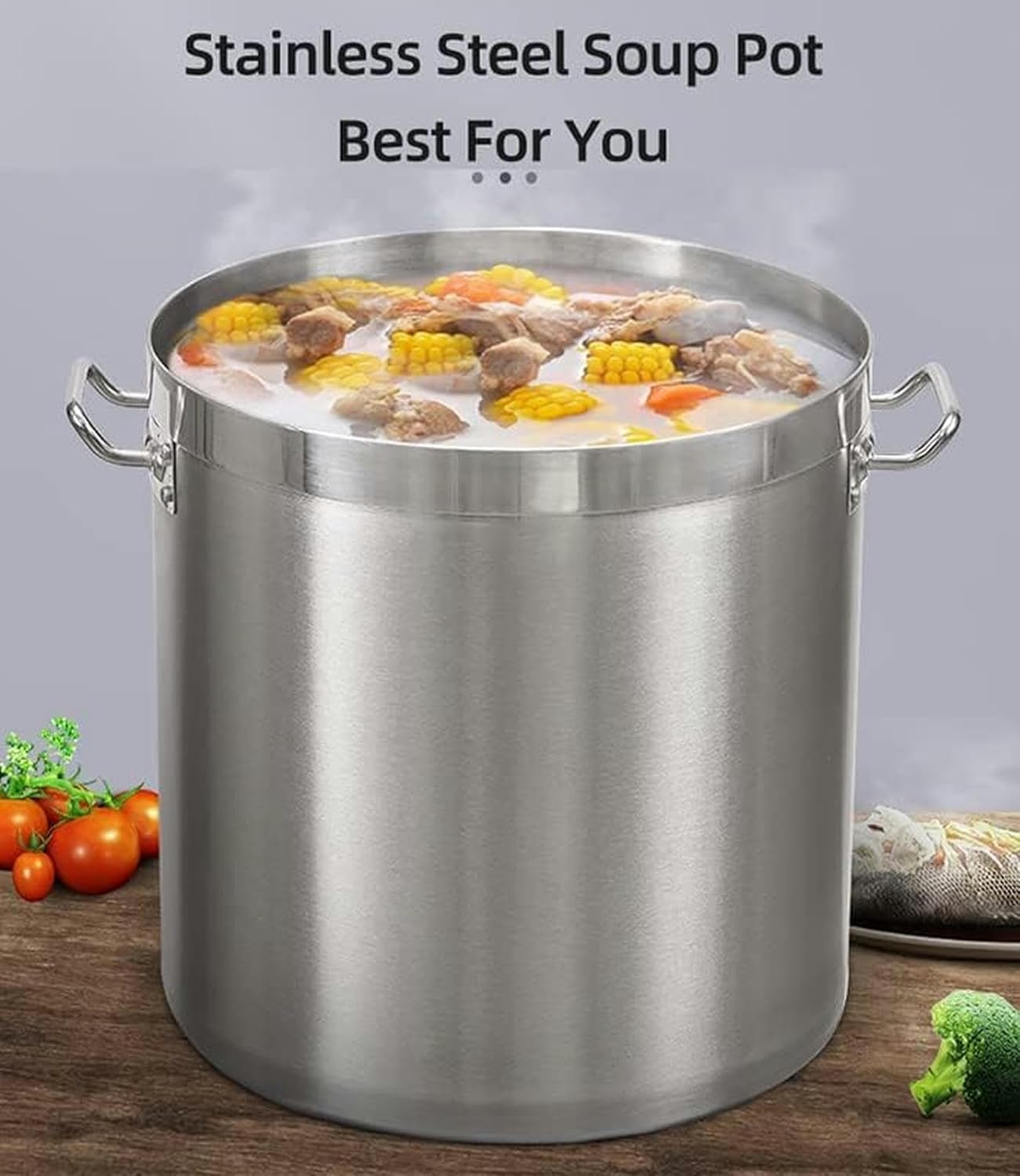 Commercial Stockpot for Seafood Crawfish Crab Boil w/Strainer Basket and Lid Stainless Steel Turkey Deep Fryer Bucket for Outdoor Cooking and Home Brewing,35cm/13.8inch(40cm/15.7inch)