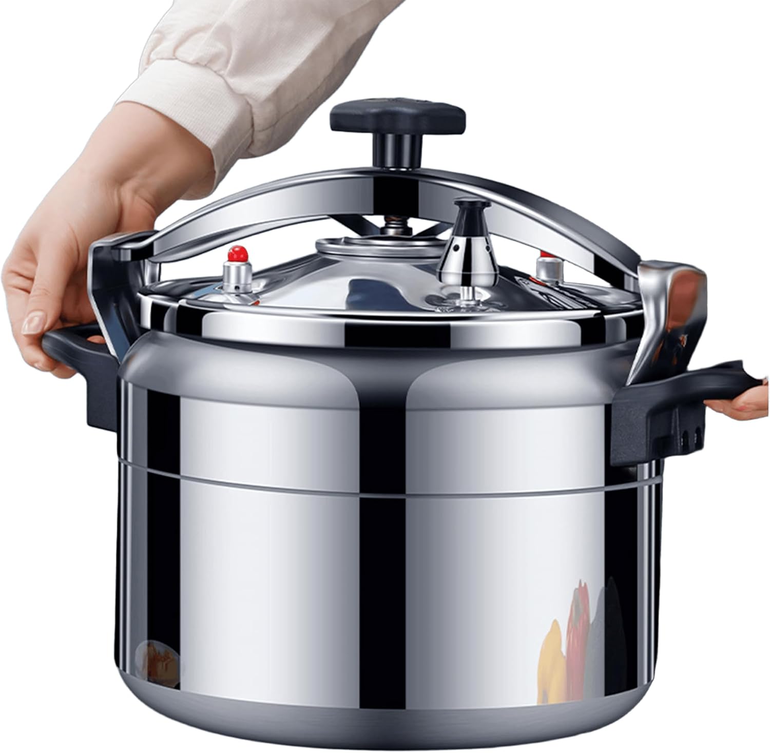 Aluminum Alloy Stovetop Pressure Cooker, 3-52 QT Olla de Presion Rapida, Home and Commercial Pressure Pot Cooker with Two Handles for Gas, Open Fire, Induction, Electric(Size:26L,Color:General)