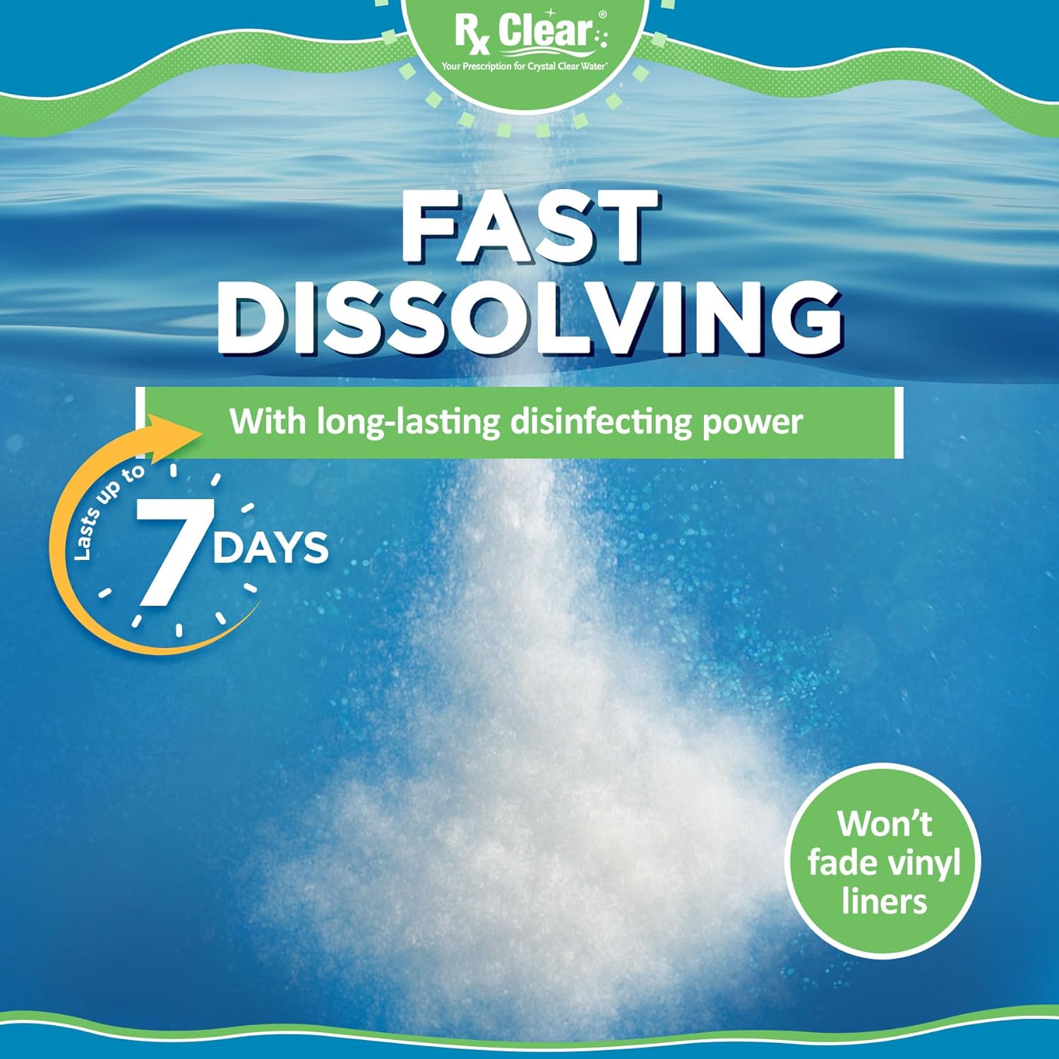 Rx Clear 50 lbs Granular Pool Chlorine | Use As Bactericide, Algaecide, & Disinfectant in Swimming Pools, Hot Tubs, & Spas | Stabilized, Fast Dissolving & UV Protected