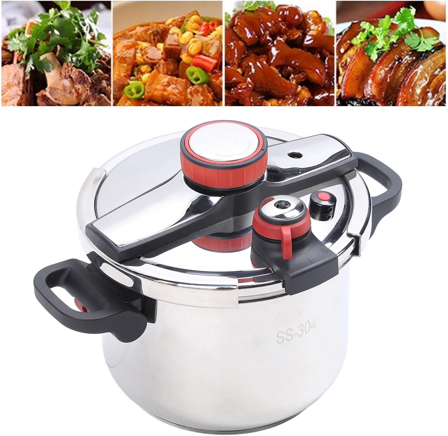 Pressure Cooker Fast Cooking Pressure Cooker 304 Stainless Steel Foldable Handle Induction Gas Stove, for Vegetables Fish Rice Meat and More,10L