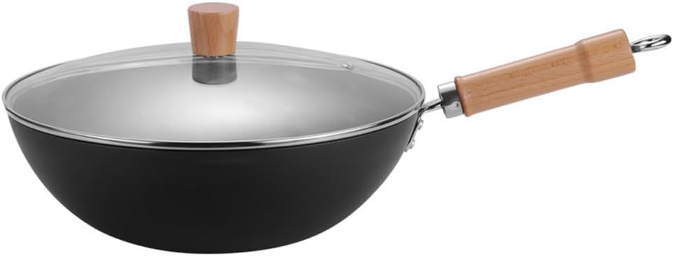 Iron Wok Large Handle Non-stick Gas Cooker Pan Kitchen Cookware Pot