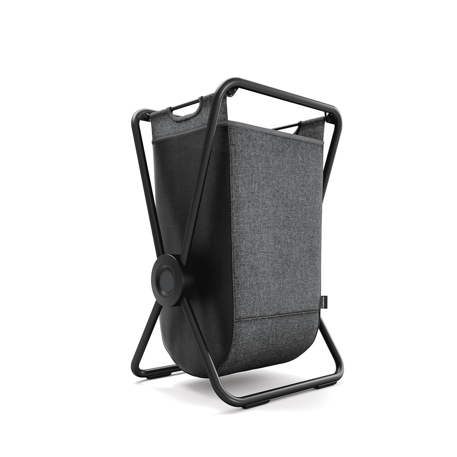 simplehuman single x-frame laundry hamper, 100% recycled polyester removable laundry baskets with easy carry handles, heavy-gauge steel frame, black, 65L