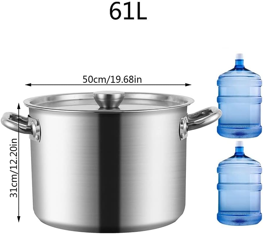 Stockpots Stockpots, Large Capacity Stock Pot, Stainless Steel Pot Cooking Pot, Safe Soup Pot with Lid, Composite Bottom, 30cm, 16.5L(50cm*31cm(61L)