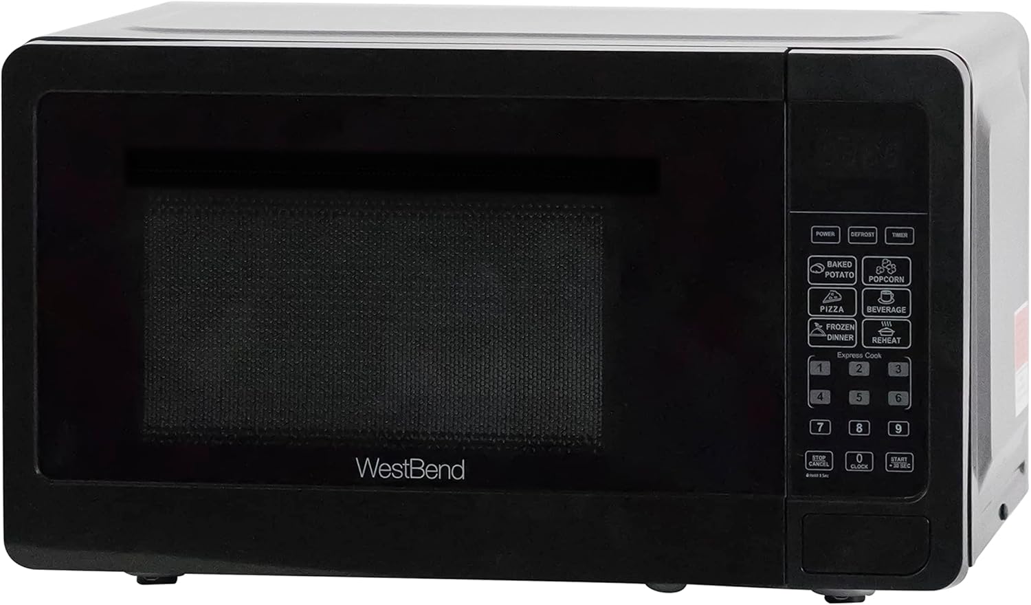 West Bend Microwave Oven 700-Watts Countertop Compact Footprint with 6 Pre Cooking Settings, Speed Defrost, Electronic Control Panel and Glass Turntable Perfect for Small Spaces, 0.7-Cu.Ft., Metallic