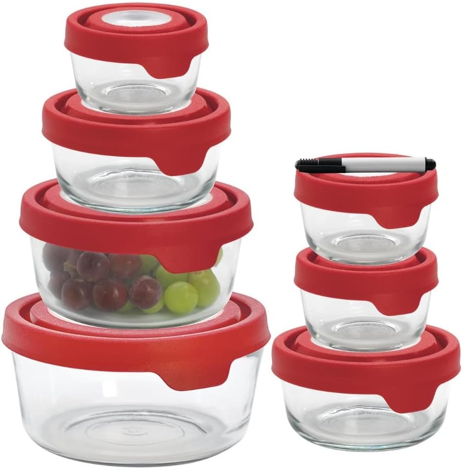Kitchen Organizer Clear Glass Food Storage, 15 Piece Set Containers