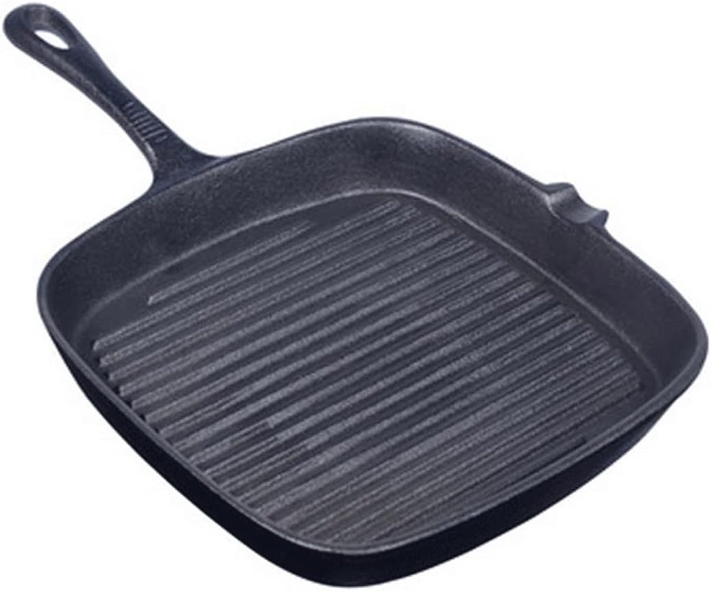 Saucepan Frying Pan 22/24Cm Cast Iron Stripe Thick-Bottomed Home Garden BBQ Saucepan Steak Skillet Pot-One Color-22