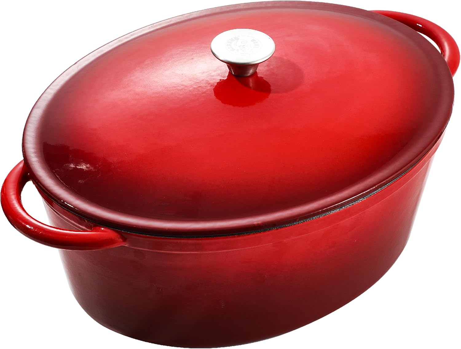Vivicreate 9.6 QT enamel cast iron dutch oven, red gradient color,cast iron pot (9.6 QT)