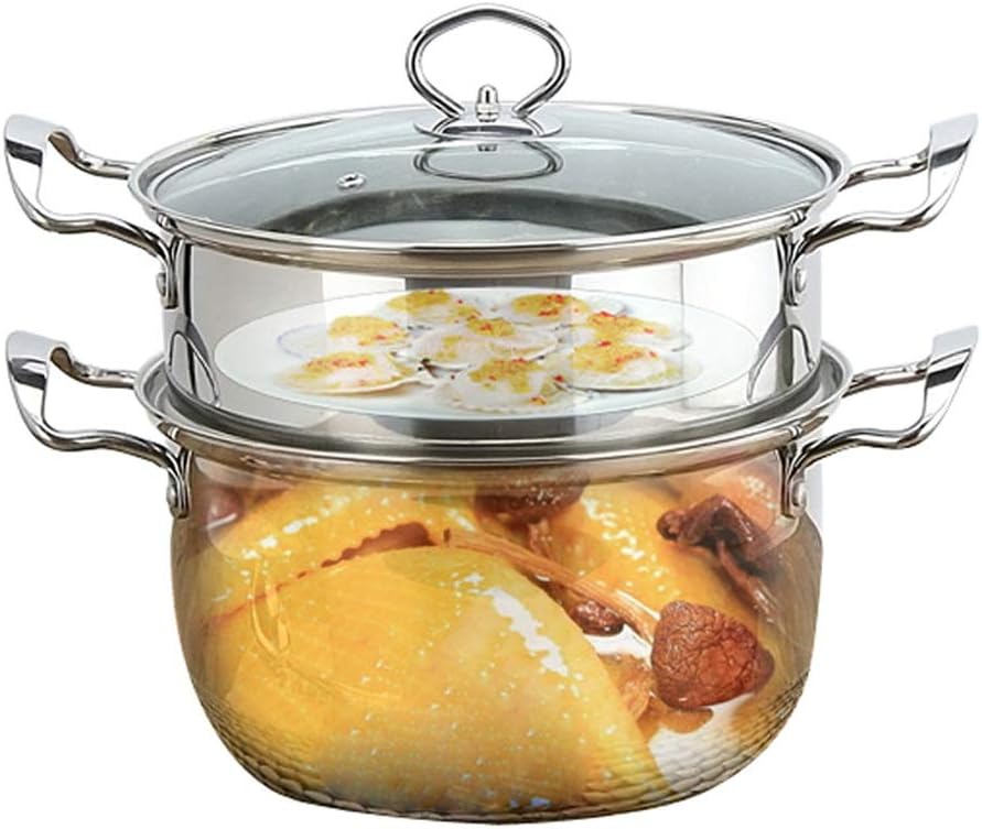 Double Boiler Soup Stock Pots Stainless Steel Two Steamer Steel Soup Pot Cooker Cooking Tool Kitchen cookware Pot(24cm