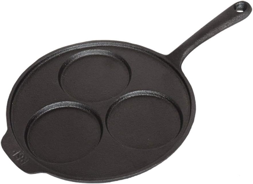 Pot, Black Pan - Cast Iron Frying Pan, Uncoated Three-Hole Design Flat-Bottomed Egg Fryer