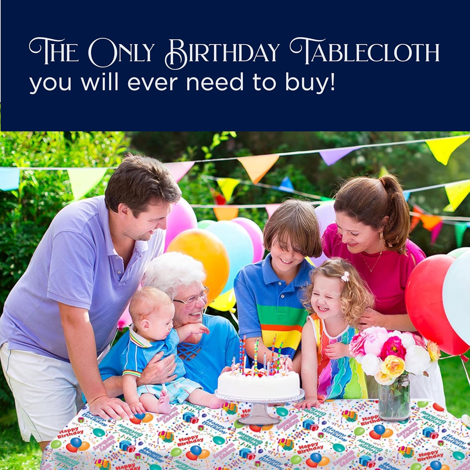 Happy Birthday Tablecloth - 70 x 108