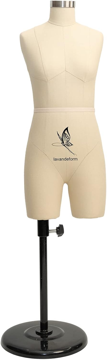 Half Scale Dress Form（Not Adult Full Size ） 1:2 Miniature Sewing Mini Trouser Dress Form Straightly Into Body Inside, Fully Pinnable Dressmaker Dummy (Beige)