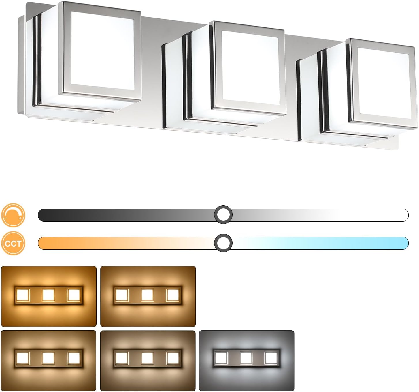 5-Light Bathroom Lighting Fixtures Over Mirror (5CCT, Dimmable), Black Led Modern Vanity Light for Bathroom (3000K/3500K/4000K/5000K/6000K)