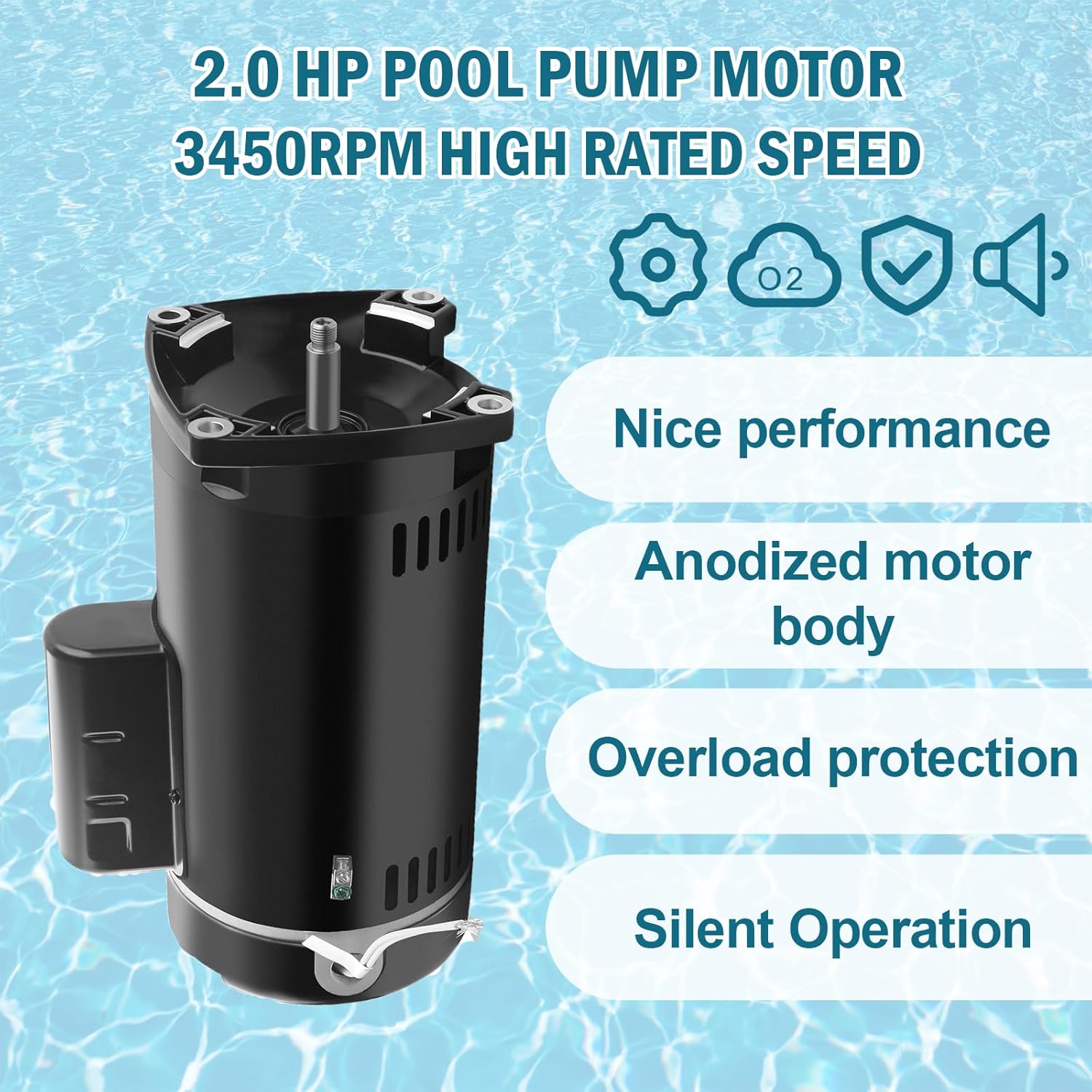 2HP Pool Pump Motor 230V/115V 3450RPM Replacement Motor for Swimming Pool (2HP 56Y B2855)