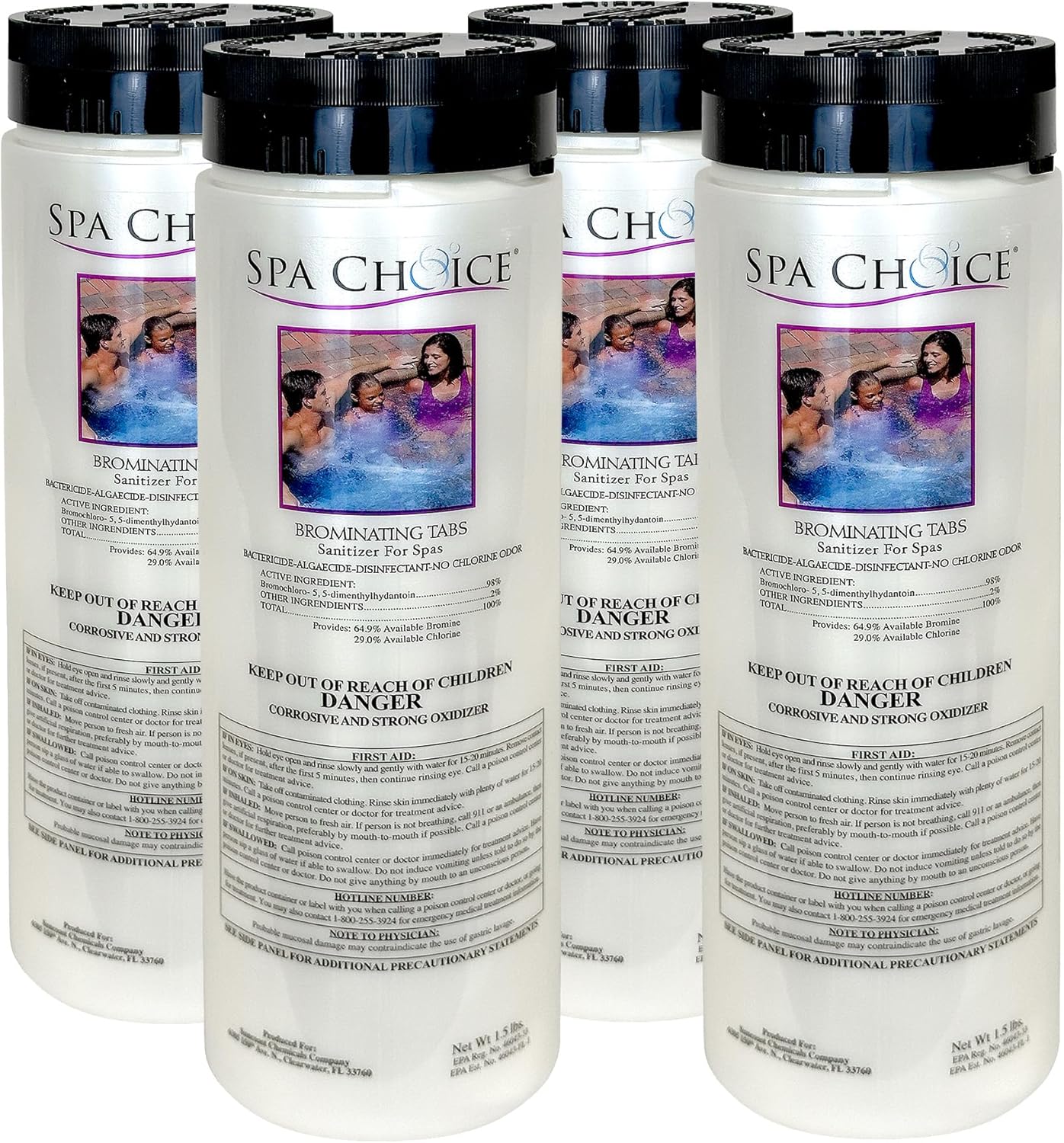 SpaChoice 3.5-Pounds 4-Pack Premium Brominating Tabs Sanitizer for Spas, Bromine Tablets for Spa Hot Tub, Made in USA
