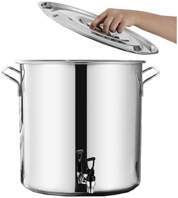 Stainless Steel Stock Pot with Spigot - 5-90L Versatile Soup & Wine Bucket, Round Stock Pot with Soft-Touch Handles, Durable Composite Bottom, Ideal for Milk & Cooking,45 * 45Cm(65L)