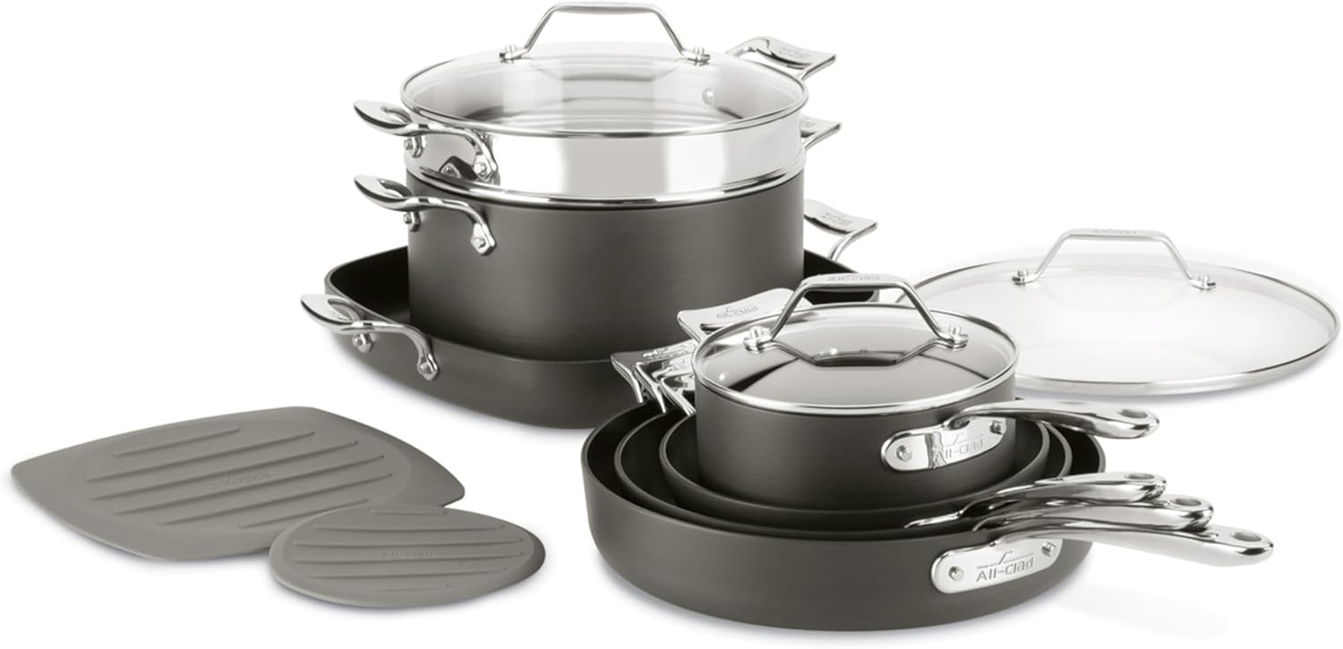 All-Clad Hard Anodized Nonstick Cookware Set, 12 piece Set