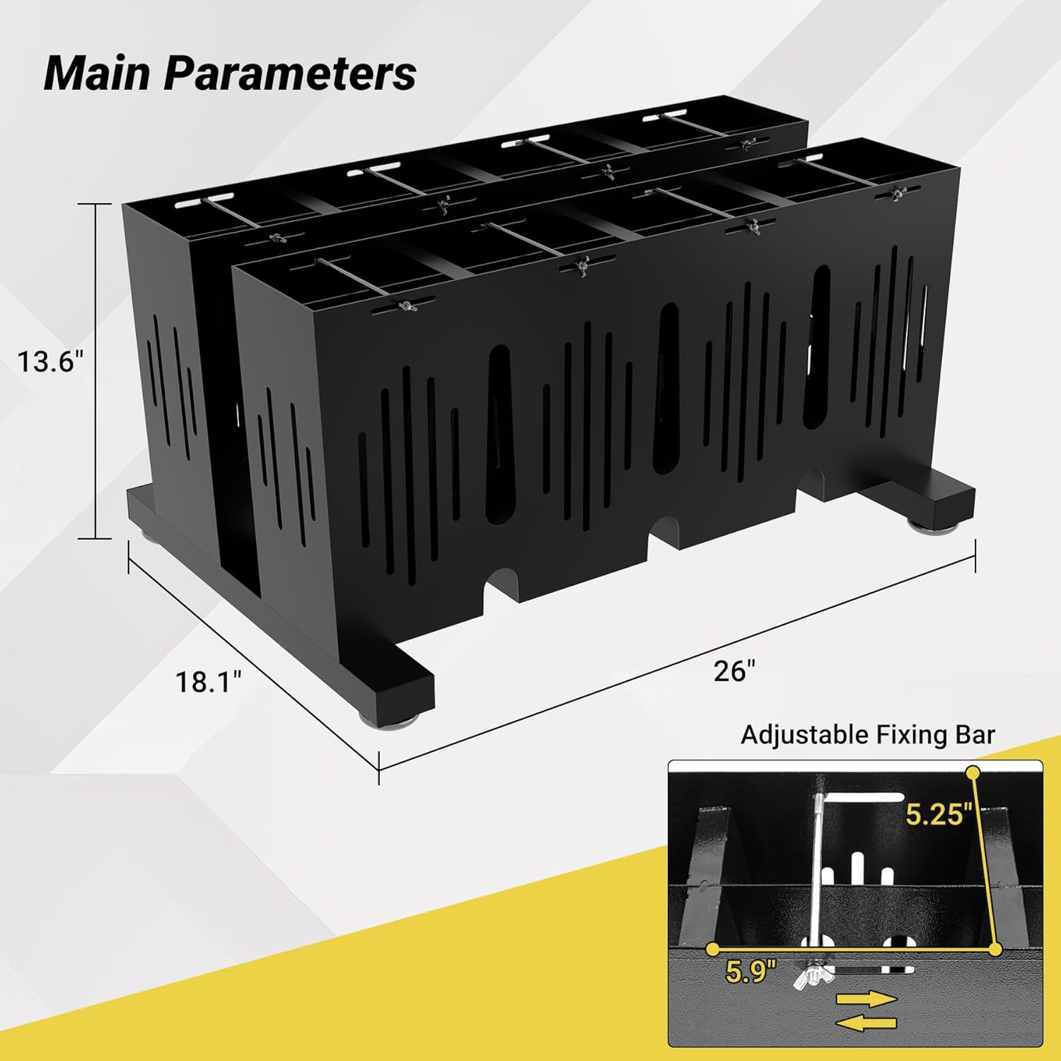 8-Pair Ski Storage Rack w/Width-Adjustable Fixing Bars, Heavy Duty Metal Freestanding Ski Rack - Ideal Organizer for Garage, Home and Store, 26