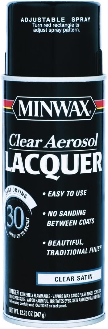 6-Pack of 12 oz Minwax 15210 Clear Lacquer Clear Aerosol Satin