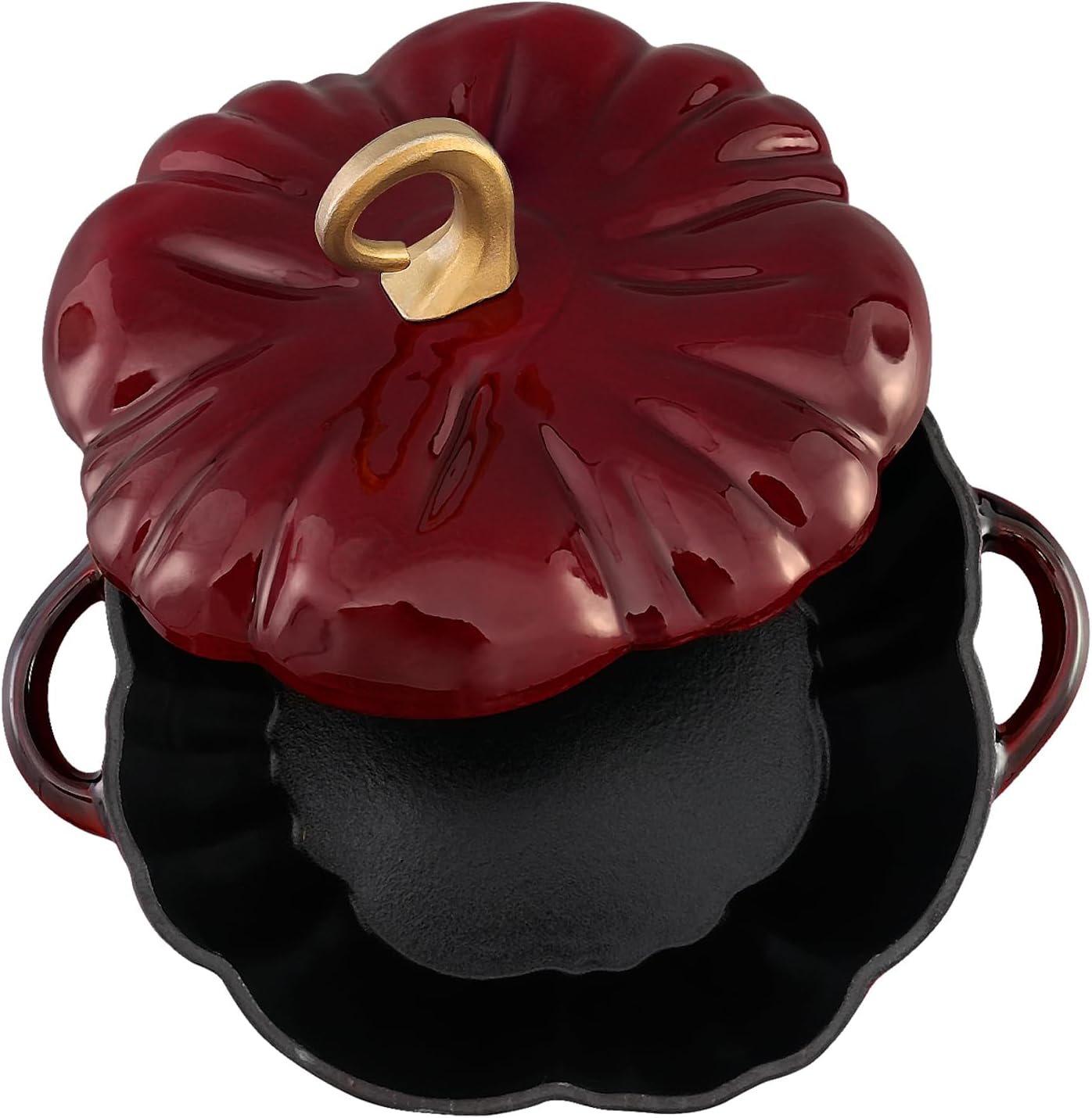 Pumpkin Dutch Oven Pot with Lid 3.3 qt Pumpkin Cast Iron Dutch Oven for Bread Baking Red Enameled Cast Iron Dutch Oven with Handels