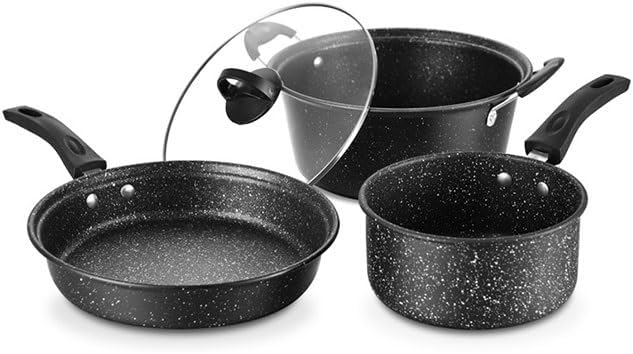 Easy to clean Medical Stone Coated Non Stick Cookware Set Three Piece Kitchen Pot Kitchen