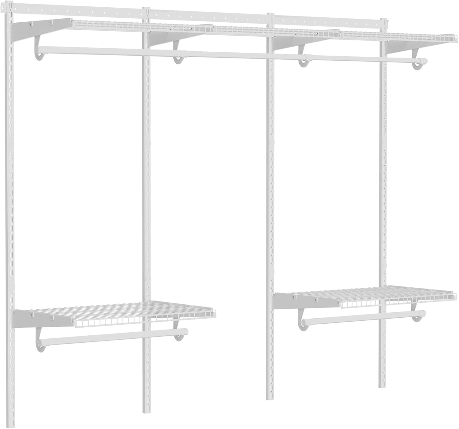 6-10FT Closet Shelving System, Adjustable Metal Wire Shelf, Wall-mounted Closets Kit with Expandable Hanging Rod, DIY Organization Rack for Walk-in/Built-in Wardrobe of Bedroom, Laundry
