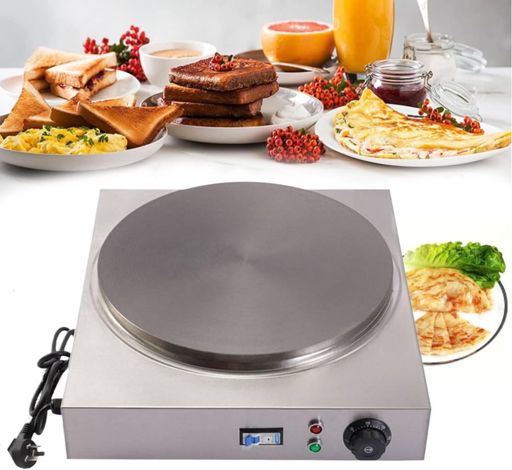 50CM, Stainless Steel Pancake Pan, Electric Heating/Gas Non-Stick Pan Crepe Maker,Automatic Constant Temperature, Suitable for, Commercial Street Snacks