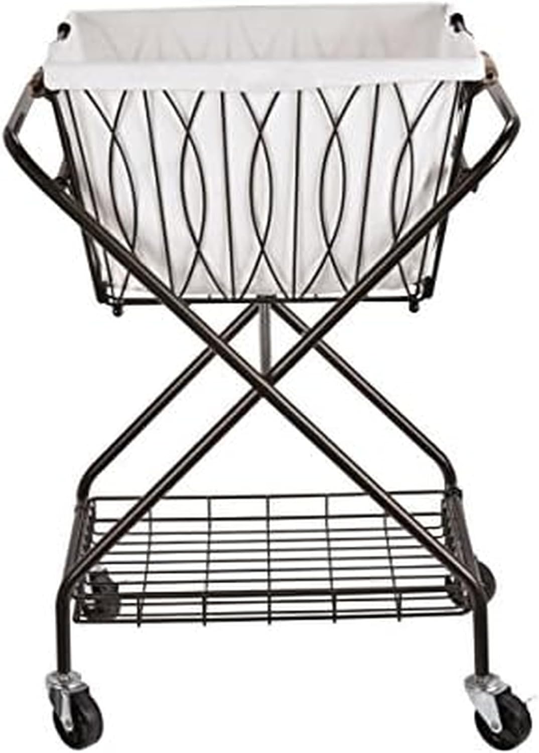 Artesa Verona Collapsible Metal Laundry Cart with Removable Basket & Canvas Bag, 20.5
