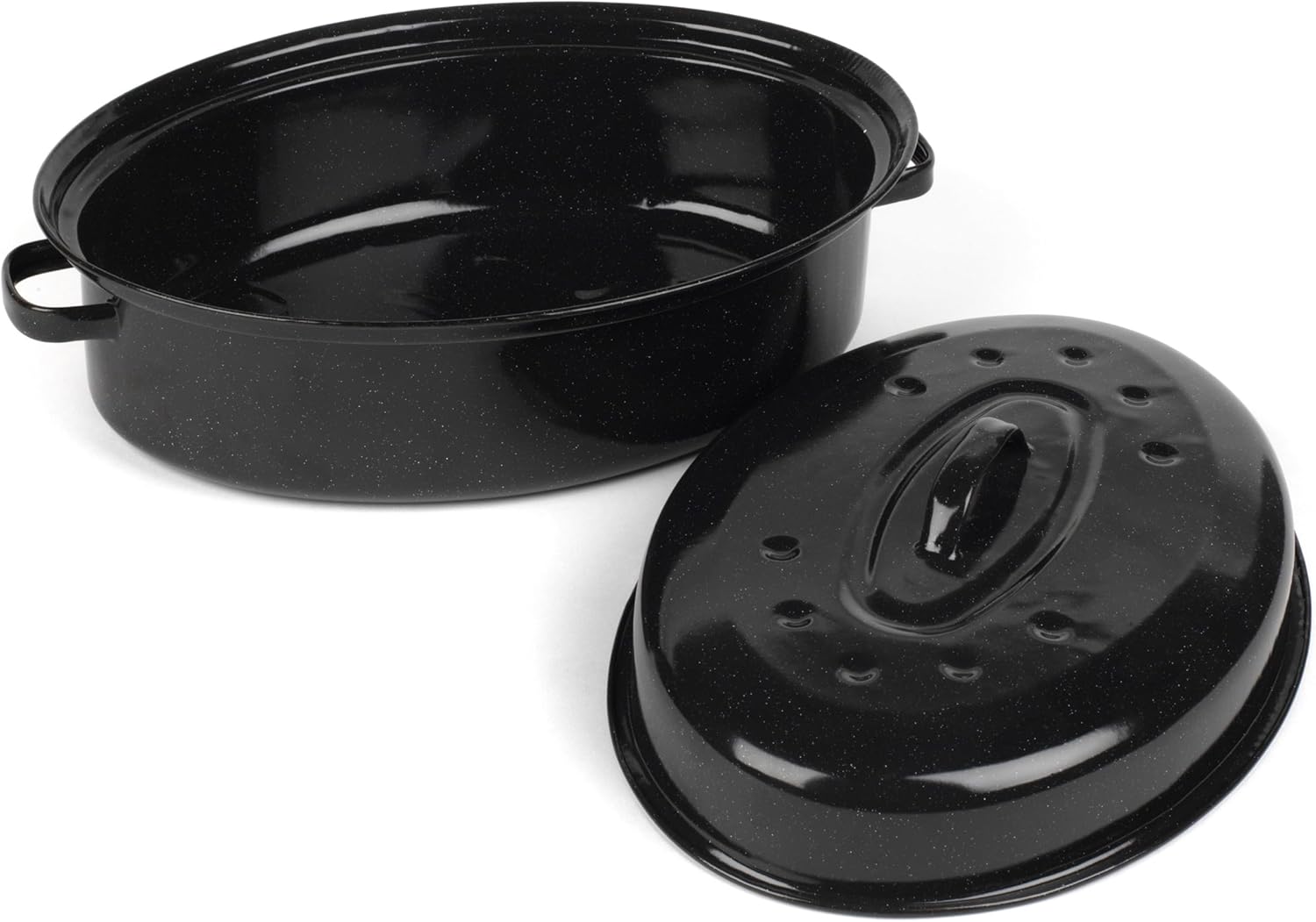 Russell Hobbs CW11491 36 cm Glass-body Enamel Deep Roaster Casser/roasting Pot with Lid, Dishwasher-safe Oven Pot, Oven-safe up to 230 degrees, Meat and Vegetable Self-Roaster Pot Oven-safe