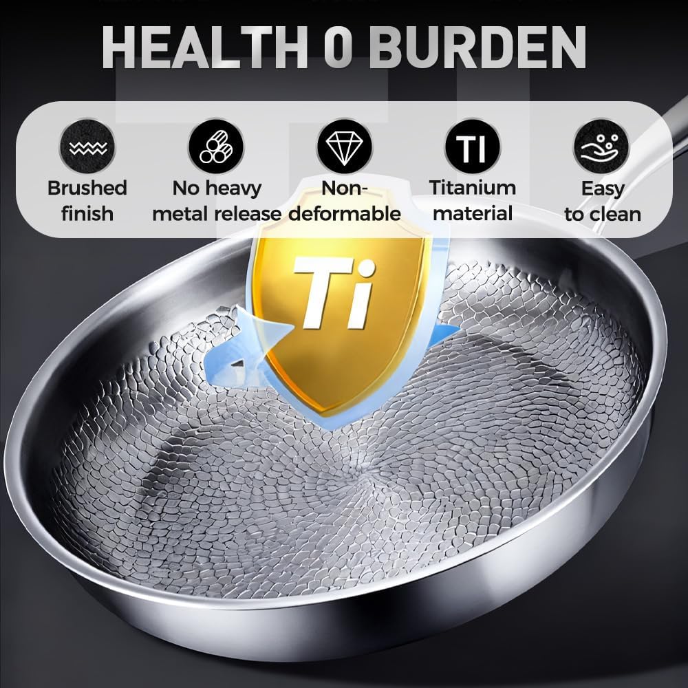 Titanium Hammered Pan Pro with Lid, 2025 New Multifunctional Ultra-Durable Scratch-Resistant Non Stick, 12