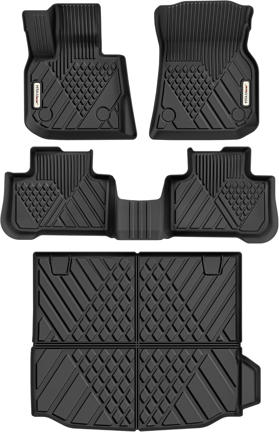 YITAMOTOR Floor Mats Fit for 2018-2024 BMW X3 (Only for car Without Spare tire), TPE All Weather Waterproof Anti-Slip Floor Liner for BMW X3 (Don't Fit X3 30e), Black