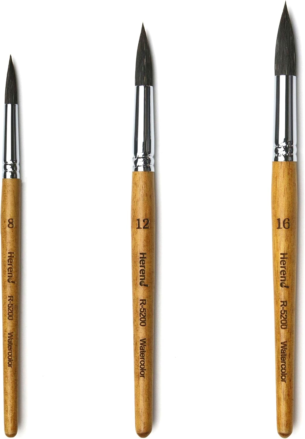Series Mini R-5200 (No.8 ~ No.16) for Watercolor with Squirrel Hair/Round Pointed Paintbrush (Set (8,12,16))