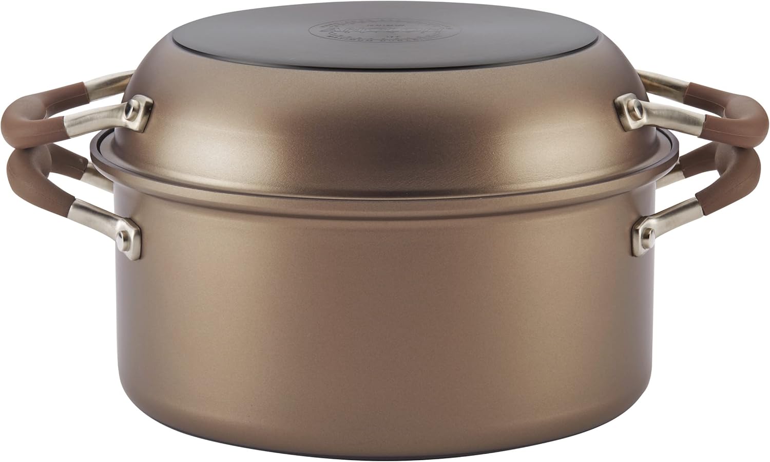 Anolon 83868 Advanced Hard Anodized Nonstick Stockpot / Dutch Oven with Frying / Skillet Pan - 5 Quart and 11 Inch, Bronze Brown