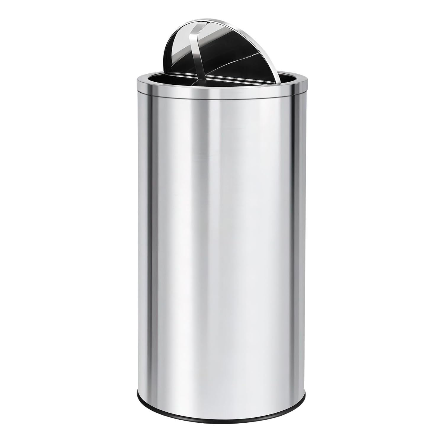 18.5 Gallon Stainless Steel Trash Can with Lid, 70 Liter Swing Top Garbage Can with Removable Inner Bucket, Round Waste Container Recycling Bin for Kitchen, Office, Silver