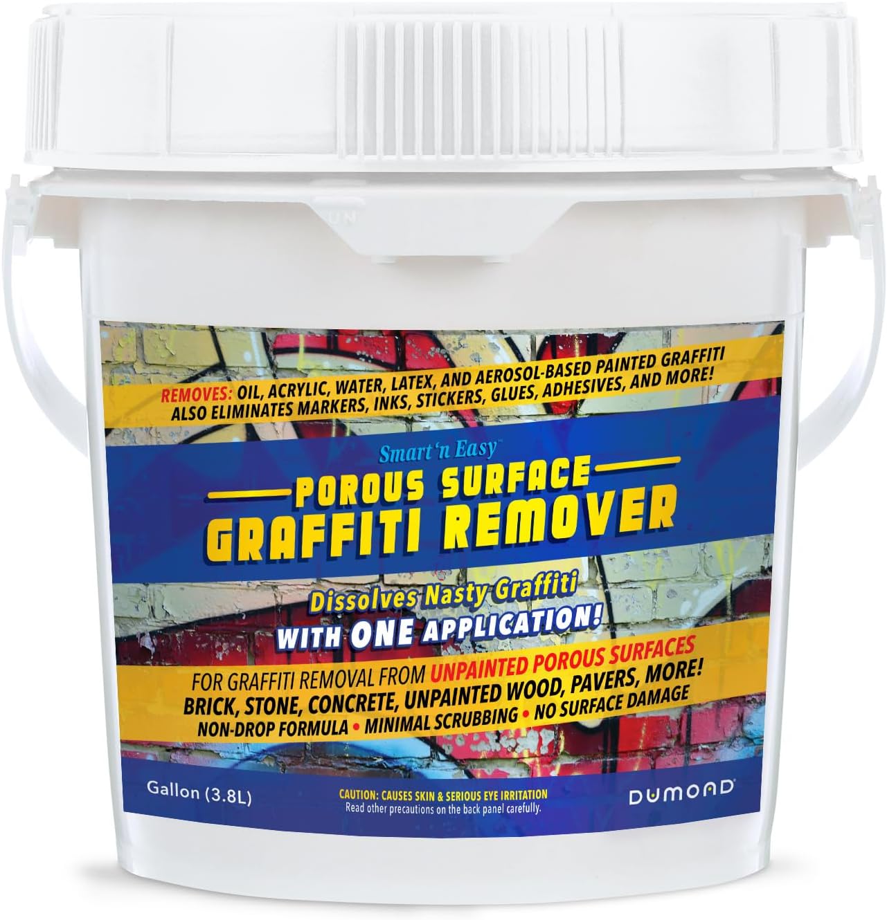 Smart 'n Easy Porous Surface Graffiti Remover - Eliminates Unwanted Graffiti from Unpainted Wood & Masonry Surfaces - Removes Aerosol Spray Paints, Crayon, Marker, Ink, Paint, Coatings (Gallon)
