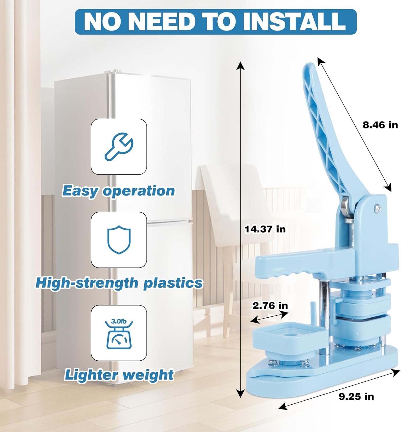 Fridge Magnet Button Maker Machine, Square-Shaped Pin Maker Machine for Fridge Magnet, 50mm/1.97 inch DIY Pin Badge Button Press Machine with 100 Sets Button Maker Supplies