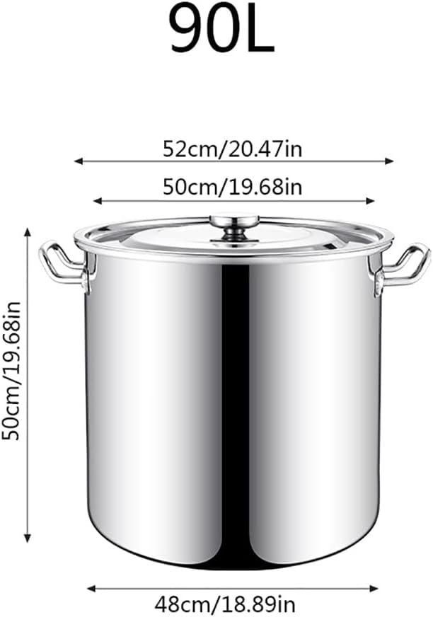 Stockpots Stockpots, Large Deep Stainless Steel Induction Stock Pot, Casserole, Cooking Stockpot, Diameter 25cm, Height 25cm(50 * 50cm(90L)