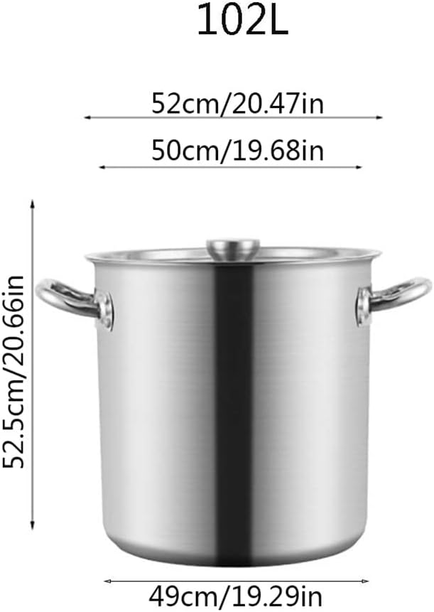Stockpots Large Stockpot, Classic Stainless Steel 30cm Stock Pot with Lid, Mirror Polished Induction Pot, Suitable for Various Heat Sources(102 litres)