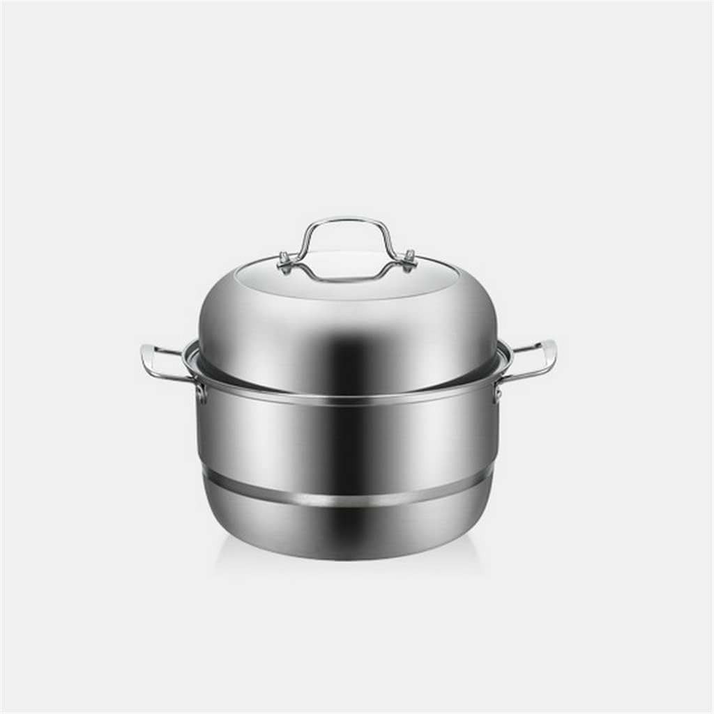 Steamer Thickened Steam Steamer Pot Stainless Steel Kitchen Cookware Bottom Pot Induction Cooker Steaming Pot Soup(2 layer)